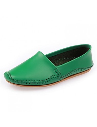 Women's Spring / Summer / Fall Round Toe Leather Casual Flat Heel Black / Green / Red / White