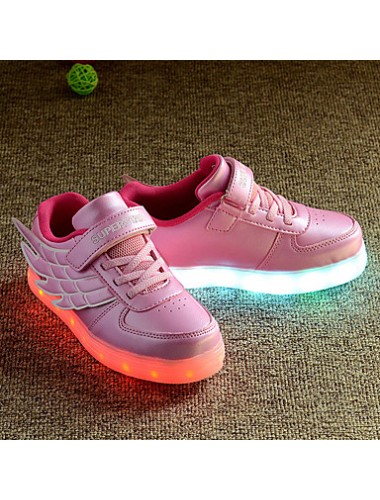 LED Girl's Sneakers Spring / Fall Comfort Tulle / PU Casual Flat Heel Magic Tape / LED Blue / Pink / White Walking  