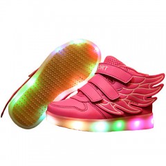 Girl's LED Shoes Sneakers Comfort / Flats Athletic / Casual / Magic Tape / wings / LED Blue / Pink / Red / White  