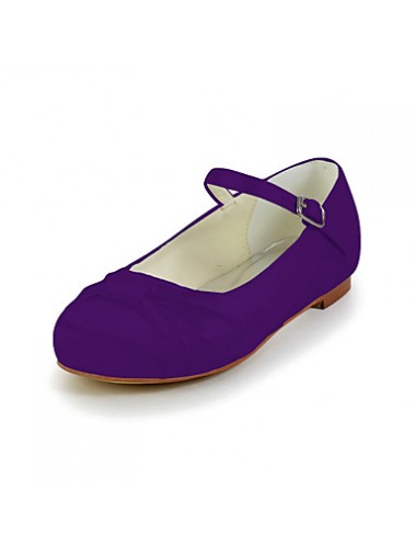 Girl's Flats Spring / Summer / Fall Comfort Satin / Stretch Satin Wedding Flat Heel Bowknot / BuckleBlack / Blue / Pink / Purple / Red /  