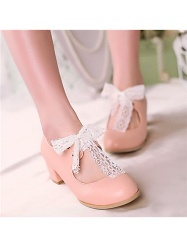 Girls' Shoes Casual Heels/Round Toe  Pumps/Heels Blue/Pink/White  