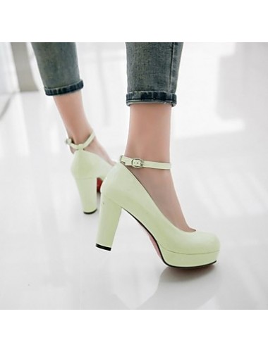 Women's Spring / Summer / Fall Heels / Pointed Toe Patent Leather Dress Chunky Heel Buckle Black / Green / Purple / Beige