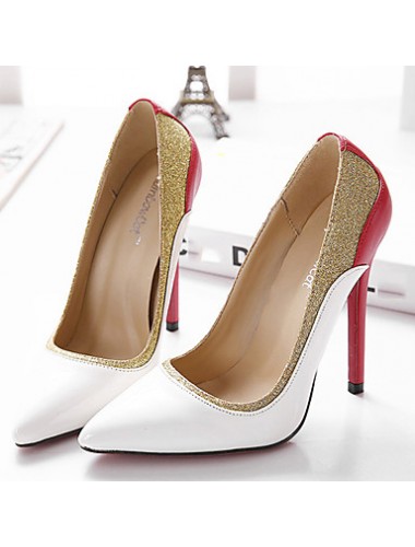 Women's Shoes Patent Leather Stiletto Heel Pointed Toe Heels Party & Evening / Dress Blue / White