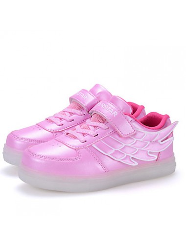 LED Girl's Sneakers Spring / Fall Comfort Tulle / PU Casual Flat Heel Magic Tape / LED Blue / Pink / White Walking  