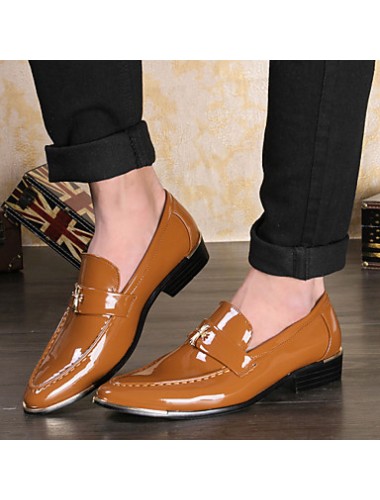 Men's Shoes Pointed Patent Leather Fashion Shoes Wedding / Leisure / Banquet Black Red Yellow  