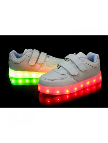 Girl's LED'S Shoes Sneakers Comfort / Flats Party / Athletic / Casual Flat Heel Magic Tape / LED Black / White  