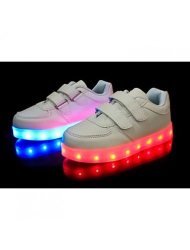 Girl's LED'S Shoes Sneakers Comfort / Flats Party / Athletic / Casual Flat Heel Magic Tape / LED Black / White  