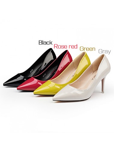 Women's Shoes Leather Stiletto Heel Heels/Novelty/Pointed Toe Heels Wedding/Party & Evening/Dress Black/Green/Red/Gray