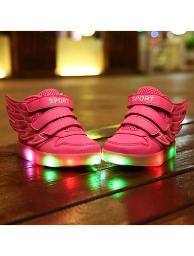 Girl's LED Shoes Sneakers Comfort / Flats Athletic / Casual / Magic Tape / wings / LED Blue / Pink / Red / White  