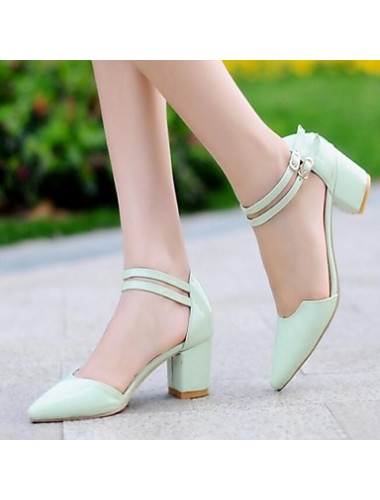 Women's Shoes Patent Leather Chunky Heel Pointed Toe Pumps/Heels Dress Black/Green/Pink/Red/White/Tan/Beige