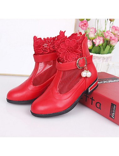 Girl's Boots Winter Comfort / Round Toe PU Dress Low Heel Others / Hook & Loop Black / Pink / Red Others  