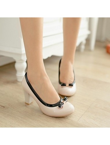 Women's Spring / Summer / Fall / Winter Platform / Round Toe Patent Leather Dress Chunky Heel Bowknot Black / Pink / Beige