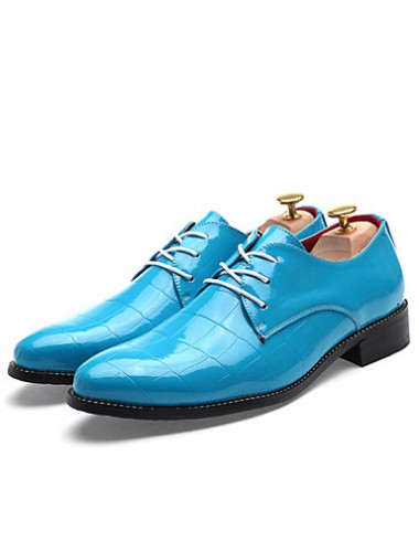 Men's Shoes Patent Leather Casual Oxfords Casual Low Heel Lace-up Black / Blue / Red  