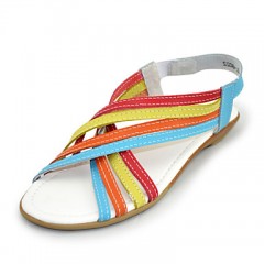 Women's Summer Comfort / Open Toe Leather Casual Flat Heel Multi-color