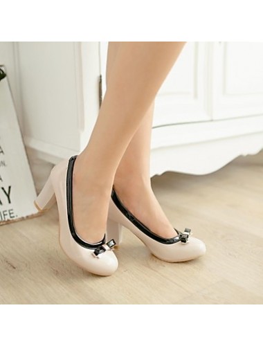 Women's Spring / Summer / Fall / Winter Platform / Round Toe Patent Leather Dress Chunky Heel Bowknot Black / Pink / Beige