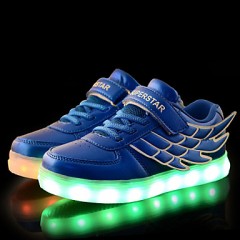 LED Girl's Sneakers Spring / Fall Comfort Tulle / PU Casual Flat Heel Magic Tape / LED Blue / Pink / White Walking  