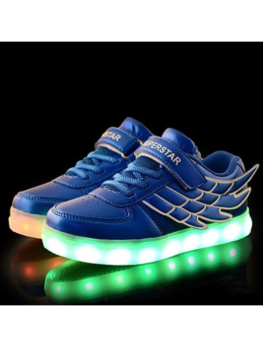 LED Girl's Sneakers Spring / Fall Comfort Tulle / PU Casual Flat Heel Magic Tape / LED Blue / Pink / White Walking  