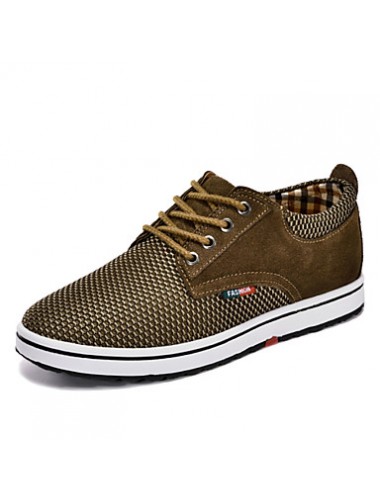 Men's Shoes Outdoor / Casual Nappa Leather / Tulle Fashion Sneakers Blue / Red / Gray / Khaki  