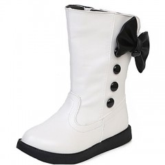 Girl's Boots Fall / Winter Snow Boots / Comfort PU Dress / Casual Flat Heel Zipper Black / Red / White Walking  