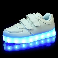 Girl's LED'S Shoes Sneakers Comfort / Flats Party / Athletic / Casual Flat Heel Magic Tape / LED Black / White  