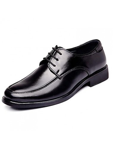 Men's Shoes Leather Casual Oxfords Casual Low Heel Lace-up Black  