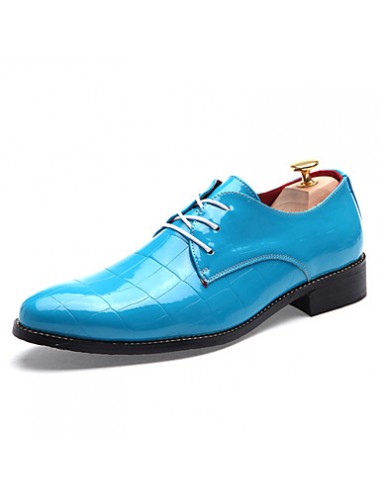 Men's Shoes Patent Leather Casual Oxfords Casual Low Heel Lace-up Black / Blue / Red  