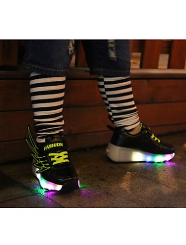 LED's Shoes Girl's Flats Summer Roller Skate Shoes PU Casual Flat Heel LED Black / Royal Blue / Fuchsia / Orange Others  