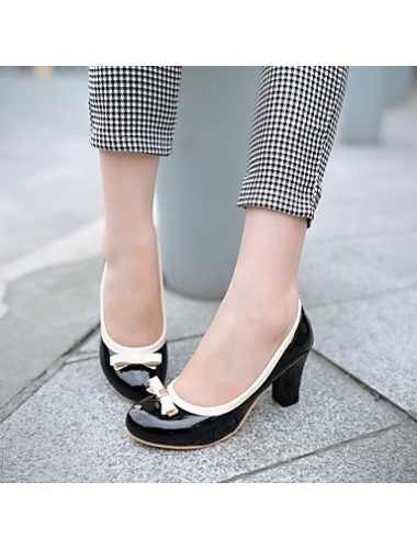 Women's Spring / Summer / Fall / Winter Platform / Round Toe Patent Leather Dress Chunky Heel Bowknot Black / Pink / Beige