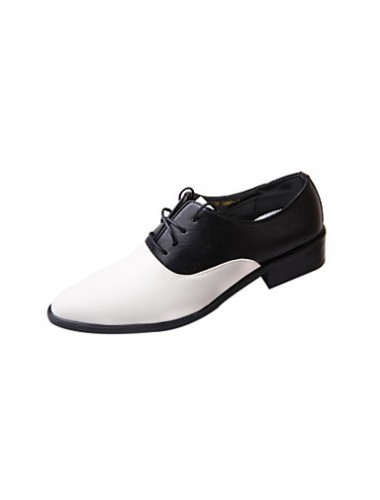 Men's Shoes Leather Wedding / Party & Evening Oxfords Wedding / Party & Evening Flat Heel Lace-up Black / White  