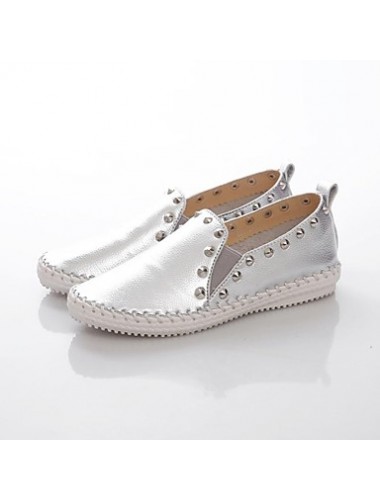 Women's Spring / Summer / Fall / Winter Comfort / Round Toe Leather Dress Flat Heel White / Silver