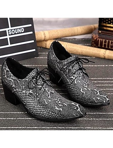 Men's Shoes   Limited Edition Oriental Temperament Nightclub/Party Top Layer Leather Oxfords Silver  