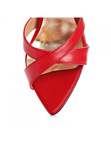 Women's Shoes Leather Kitten Heel Heels Sandals Outdoor/Dress/Casual Red/White