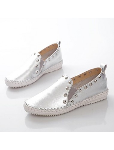 Women's Spring / Summer / Fall / Winter Comfort / Round Toe Leather Dress Flat Heel White / Silver