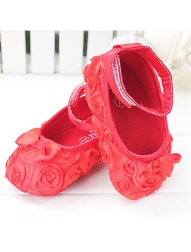 Girl's Flats Fall / Winter Crib Shoes Lace Casual Flat Heel Bowknot Pink / Purple / Red / White  