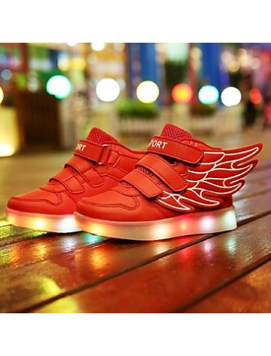 Girl's LED Shoes Sneakers Comfort / Flats Athletic / Casual / Magic Tape / wings / LED Blue / Pink / Red / White  