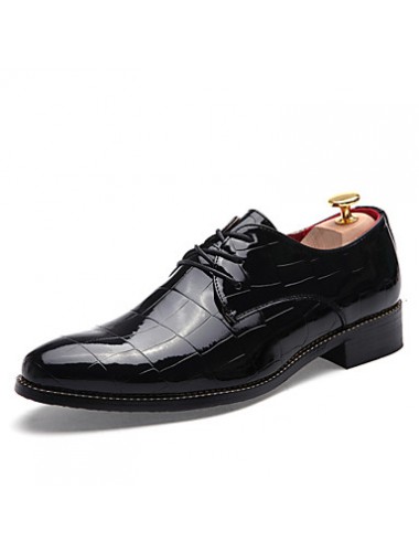 Men's Shoes Patent Leather Casual Oxfords Casual Low Heel Lace-up Black / Blue / Red  