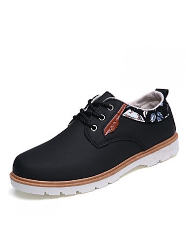 Men's Shoes Leather Casual Oxfords Casual Flat Heel Lace-up Black / Blue / Brown / White  