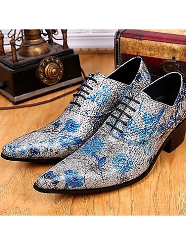 Men's Shoes   Limited Edition Pure Handmade Wedding/Party & Evening Leather Oxfords Silver  