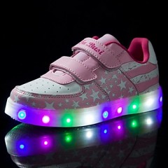 Kid Boy Girl Upgraded USB Charging LED Light Sport Shoes Flashing Sneakers USB Charge (Pink)  