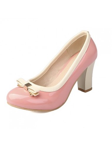 Women's Spring / Summer / Fall / Winter Platform / Round Toe Patent Leather Dress Chunky Heel Bowknot Black / Pink / Beige