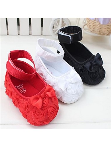 Girl's Flats Fall / Winter Crib Shoes Lace Casual Flat Heel Bowknot Pink / Purple / Red / White  