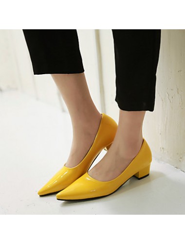 Women's Shoes Patent Leather Chunky Heel Heels/Pointed Toe Pumps/Heels Casual Black/Blue/Yellow/Green/Red/Beige