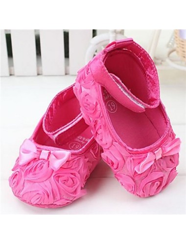 Girl's Flats Fall / Winter Crib Shoes Lace Casual Flat Heel Bowknot Pink / Purple / Red / White  