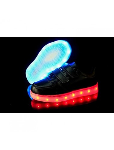 Girl's LED'S Shoes Sneakers Comfort / Flats Party / Athletic / Casual Flat Heel Magic Tape / LED Black / White  