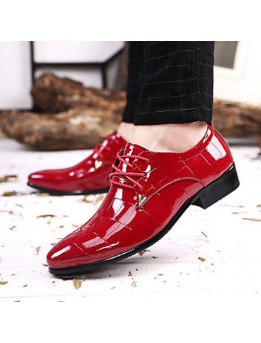 Men's Shoes Office & Career/Party & Evening/Casual Fashion Patent Leather Oxfords Shoes Black/Red 38-43  