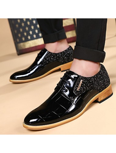 Men's Shoes Office & Career/Party & Evening/Casual Fashion Woven Patent Leather Oxfords Shoes Black/Red 38-43  