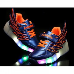 LED's Shoes Girl's Flats Summer Roller Skate Shoes PU Casual Flat Heel LED Black / Royal Blue / Fuchsia / Orange Others  