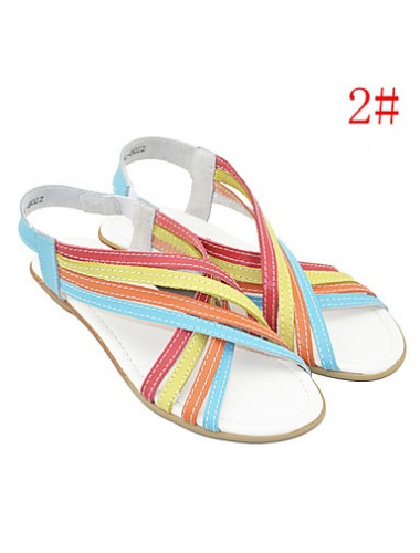 Women's Summer Comfort / Open Toe Leather Casual Flat Heel Multi-color