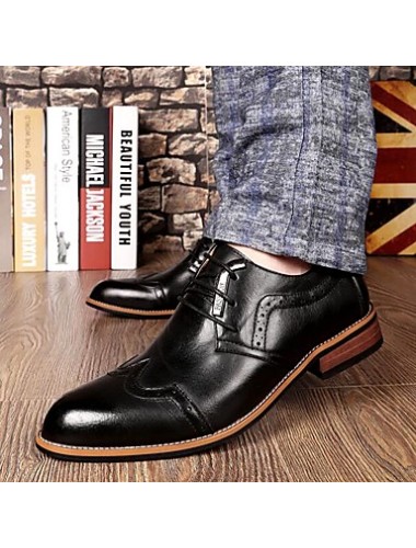 Men's Shoes   2016 Inner Height Increasing Party / Office Black/Brown Comfort Leather Oxfords for Sales Promotions  