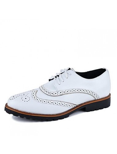 Men's Shoes Leather Casual Oxfords Casual Flat Heel Lace-up Black / Brown / White  